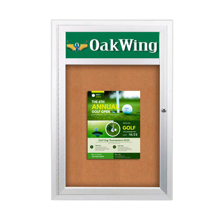 Indoor Enclosed Bulletin Boards 30 x 40 w Header & Light (Single Door)