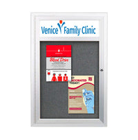 Indoor Enclosed Bulletin Boards 19 x 24 w Header & Light (Single Door)