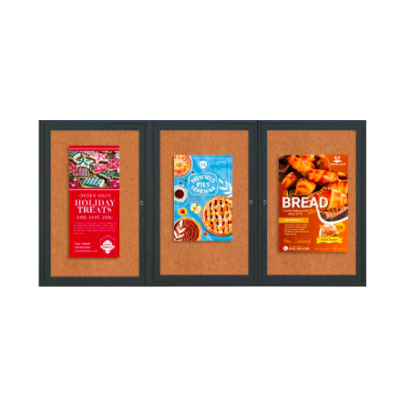 72 x 36 INDOOR Enclosed Bulletin Boards with Lights (3 DOORS)
