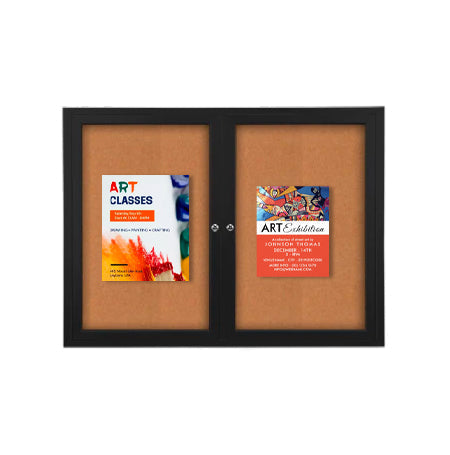 Enclosed Indoor 72x48 Bulletin Boards with Lights (Multiple Doors)