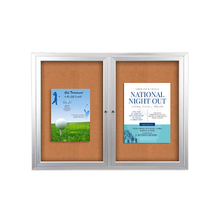 84 x 30 INDOOR Enclosed Bulletin Boards with Lights (2 DOORS)