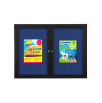 Indoor Enclosed 48x36 Enclosed Bulletin Board with Sleek Radius Edge | 2 Door Metal Display Cabinet