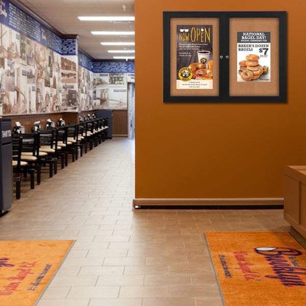 50x50 Enclosed Indoor Bulletin Boards with Radius Edge (2 DOORS)