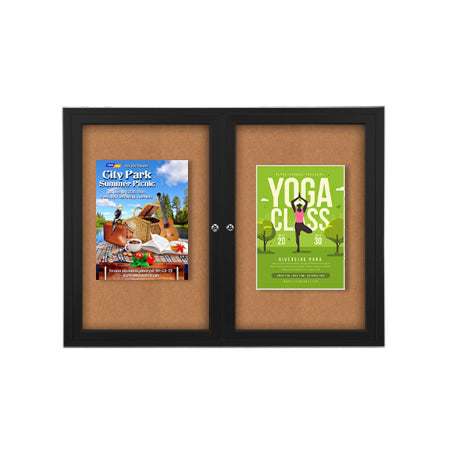 60x30 Enclosed Indoor Bulletin Boards with Radius Edge (2 DOORS)