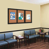 Three Door Bulletin Board Display Case with Radius Edge Corners | Indoor 72 x 30 Aluminum Cabinet