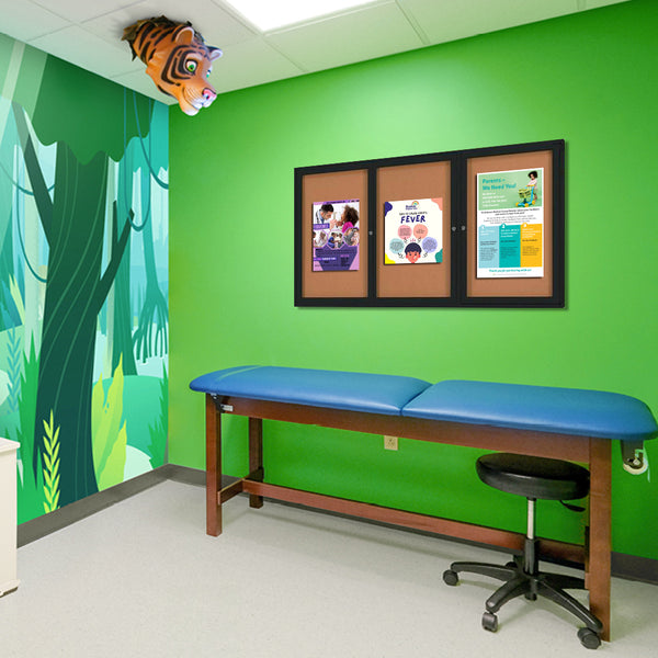 72x36 Enclosed Indoor Bulletin Boards with Radius Edge (3 DOORS)