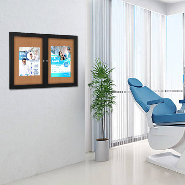 84x30 Enclosed Indoor Bulletin Boards with Radius Edge (2 DOORS)