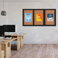 84x48 Enclosed Indoor Bulletin Boards with Radius Edge (3 DOORS)