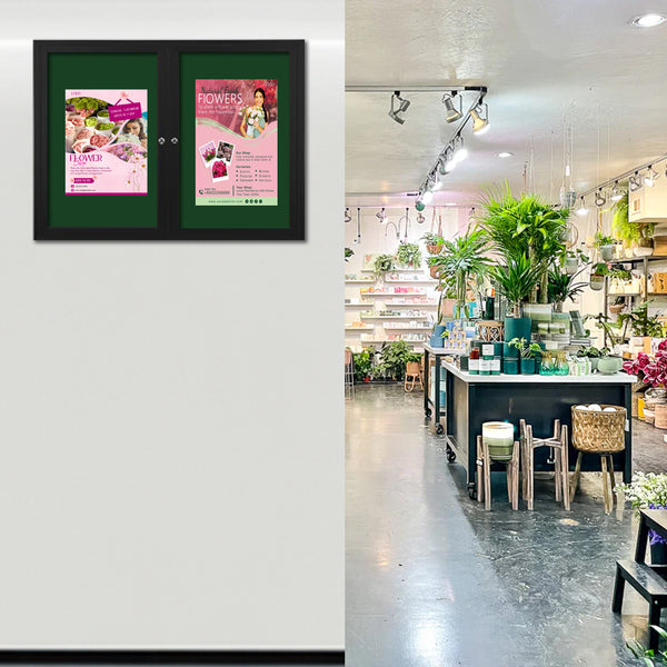 96x30 Enclosed Indoor Bulletin Boards with Radius Edge (2 DOORS)