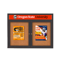 Enclosed Indoor Enclosed Bulletin Boards 50 x 50 w Message Header + Radius Edge 2 DOOR