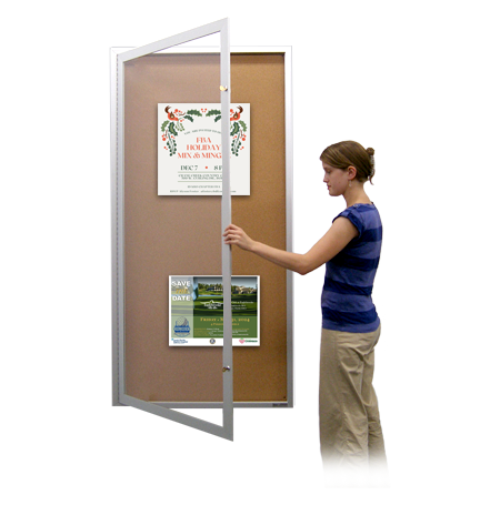 Extra Large 24 x 48 Indoor Enclosed Bulletin Board Swing Cases (Single Door)