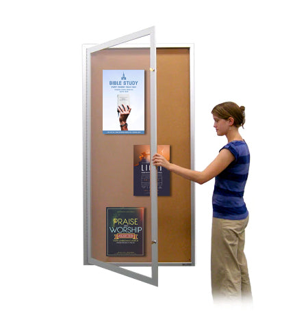 Extra Large 48 x 60 Indoor Enclosed Bulletin Board SwingCase with Metal Cabinet, Single Door, Oversized Viewable Window Area
