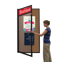 Extra Large 24 x 84 Indoor Enclosed Bulletin Board w Header (Single Door)