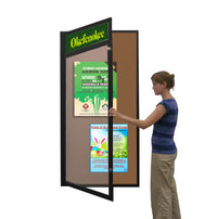Extra Large 36 x 48 Indoor Enclosed Bulletin Board w Header (Single Door)