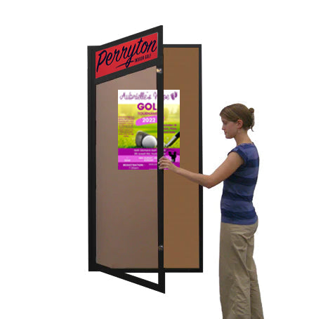 Extra Large 36 x 72 Indoor Enclosed Bulletin Board w Header (Single Door)