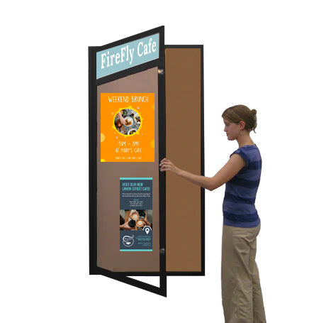 Extra Large 40 x 60 Indoor Enclosed Bulletin Board w Header (Single Door)