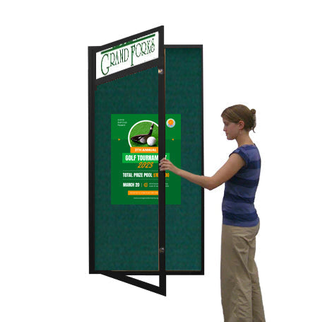 Extra Large 48 x 60 Indoor Enclosed Bulletin Board w Header (Single Door)
