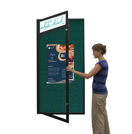 Extra Large 48 x 72 Indoor Enclosed Bulletin Board with Free Personalized Text Header | XL Single Locking Door
