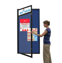 Extra Large 24 x 48 Indoor Enclosed Bulletin Board Swing Cases with Header and Lights (Single Door)