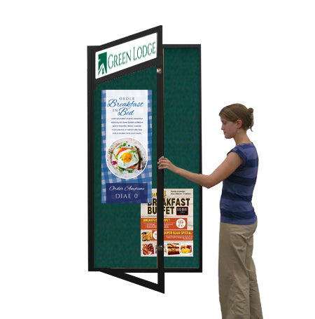 Extra Large 36 x 48 Indoor Enclosed Bulletin Board Swing Cases with Header and Lights (Single Door)