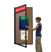 Extra Large 36 x 72 Indoor Enclosed Bulletin Board Swing Cases with Header and Lights (Single Door)