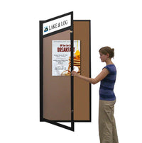 Extra Large 40 x 60 Indoor Enclosed Bulletin Board Swing Cases with Header and Lights (Single Door)