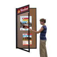 Extra Large 48 x 96 Indoor Enclosed Bulletin Board Swing Cases with Header and Lights (Single Door)
