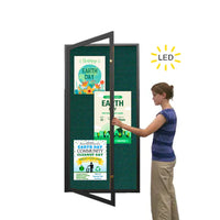Extra Large 24 x 84 Indoor Enclosed Bulletin Board Swing Cases with Light (Single Door)