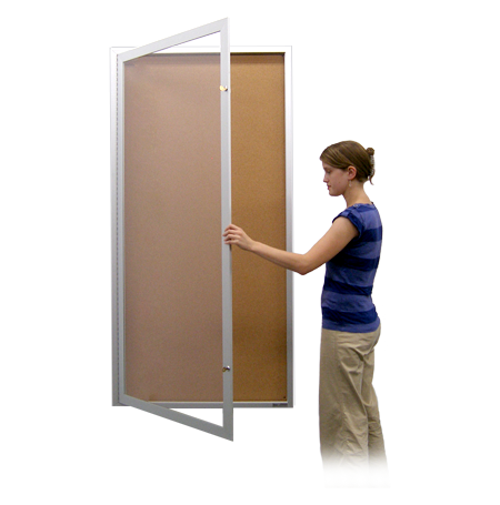 Extra Large 48 x 48 Indoor Enclosed Bulletin Board Swing Cases (Single Door)