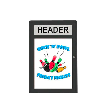 Indoor Dry Erase Marker Board SwingCases with Header | Melamine White Board Surface | Locking Display Cases