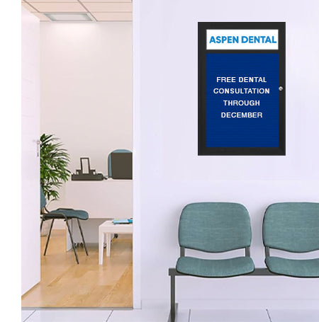 Indoor Enclosed Letter Boards with Header | Single Door Changeable Message Board