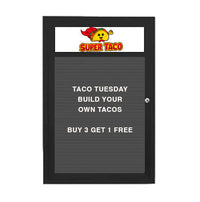 Indoor LED Lighted Enclosed Letter Boards with Header | Single Door Changeable Letters Message Boards