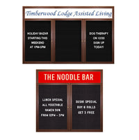 Indoor Enclosed Letter Boards, Wood Cabinet Display Case with Message Header | 2-3 Door Models in 20 Sizes