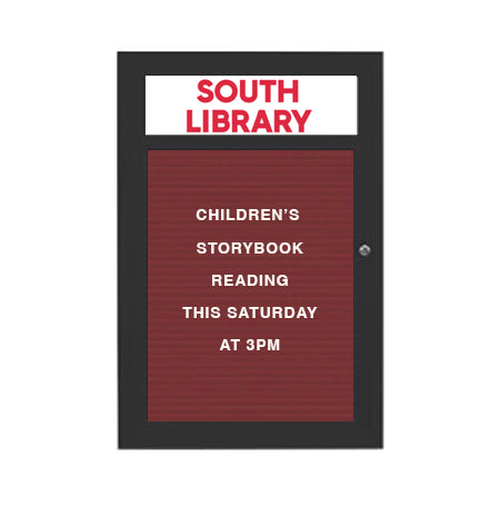 Indoor Enclosed Letter Boards with Header | Single Door Changeable Message Board