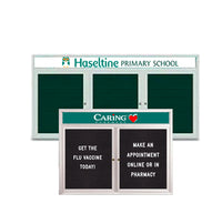Indoor Enclosed Letter Board Display Cases with Message Header, Smooth Rounded Corners,  2-3 Door Models in 20 Sizes