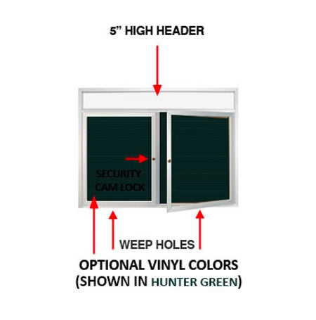 Indoor Enclosed Letter Boards with Header and Radius Edges | Multiple Doors 2-3 Door Models in 20 Sizes