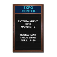 Indoor Wood Framed Letter Boards with Your Header | Single Door Display Case with Changeable Message Board in 12 Sizes