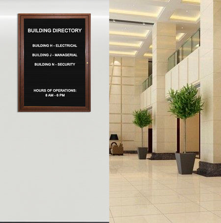 Indoor Enclosed Wood Framed Letter Board Display Case in 12 Sizes