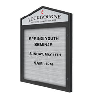 Cathedral Design Outdoor Letter Boards | Wall Mount and Free Standing Enclosed Black Vinyl Changeable Message Board in 4 Large Cabinet Sizes