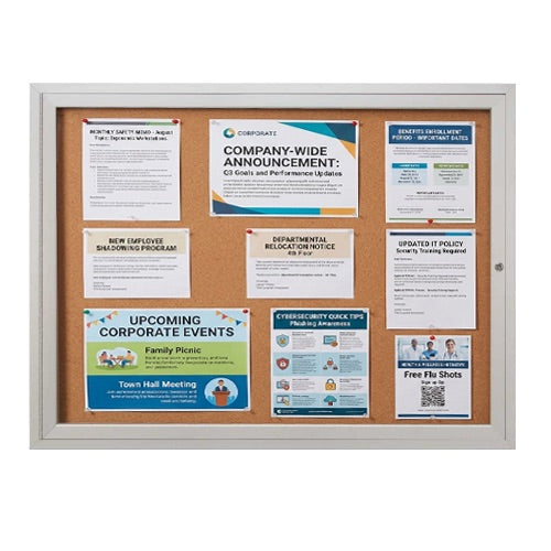 Weather-Resistant 36 x 48 Outdoor Enclosed Poster Display Case | Wall-Mount "SwingCase" Single Door Metal Cabinet with Bulletin Board