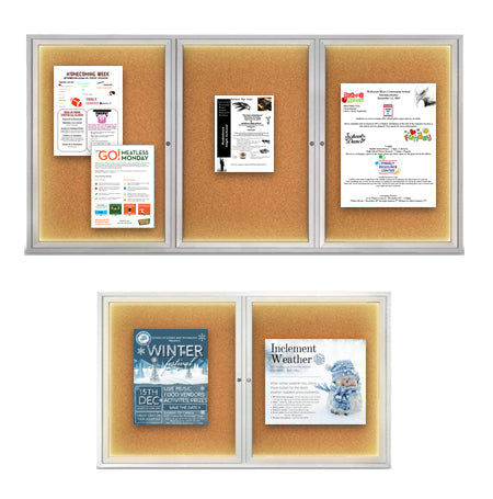 SwingCase Outdoor Bulletin Boards: 2-3 Doors, LED Lighting, 30+ Sizes | Wall Mount Metal Cabinet