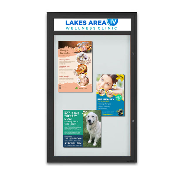 EXTREME WeatherPLUS™ Extra Large Outdoor Enclosed Poster Cases with Personalized Message Header XL Single Door 15+ Sizes