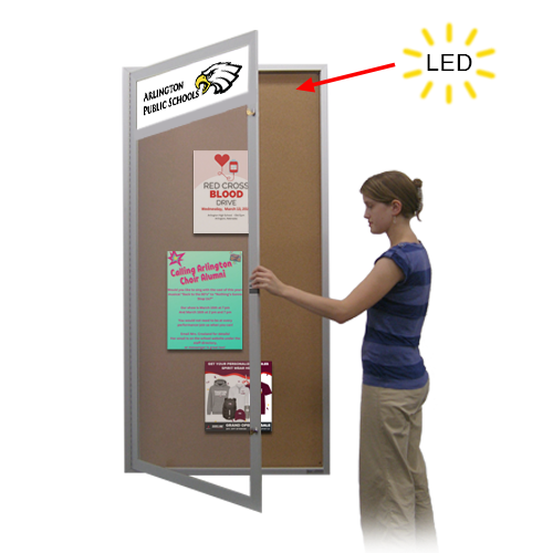 Extra Large Outdoor Poster Display Cases with Message Header and LED Lighting | 15+ Wall Cabinet Sizes