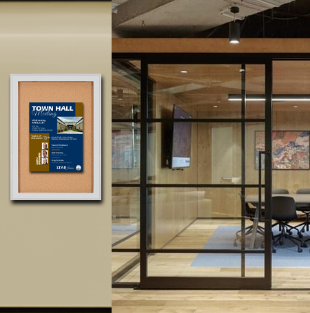 Extra Large Designer Metal 48 x 72 Enclosed Bulletin Cork Board SwingFrames