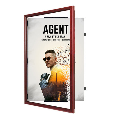 SwingFrame 36x48 Poster Frame with Elegant Wood Profile #353 | Swing Open, Quick Change Display Frame in 9 Finishes