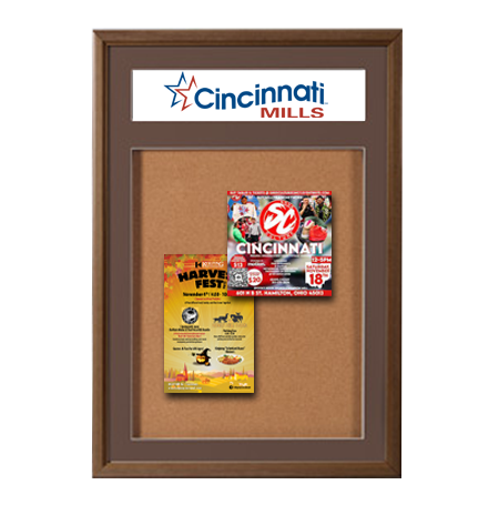 18 x 24 Wood Framed Designer Bulletin Board SwingFrame with Header