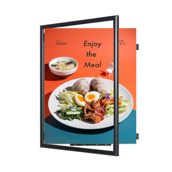 11x14 Poster Frame | Classic Metal SwingFrame Wide-Face Poster Display with 1-Inch-Wide Profile | Swing Open Quick Change