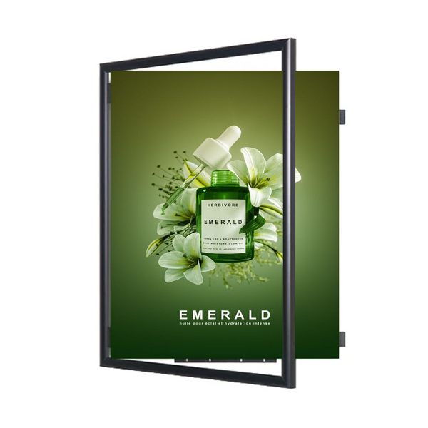 11x17 Poster Frame | Classic Metal SwingFrame Wide-Face Poster Display with 1-Inch-Wide Profile } Swing Open Quick Change