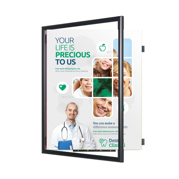Wide Face 24x36 Poster SwingFrame 1-inch Wide Metal Frame Profile - Swings Open for Quick Changes