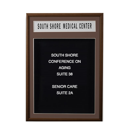 Enclosed Designer Wood Framed Letter Board SwingFrames | With Message Header + LED Light + 6 Sizes